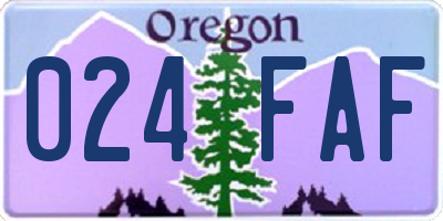 OR license plate 024FAF