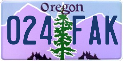 OR license plate 024FAK