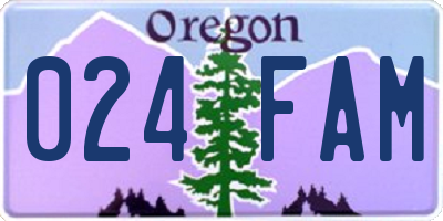 OR license plate 024FAM