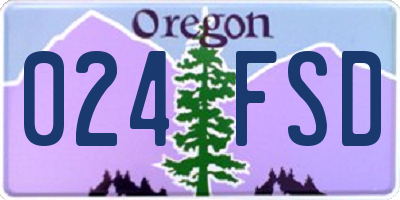 OR license plate 024FSD