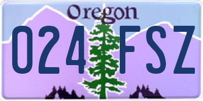 OR license plate 024FSZ