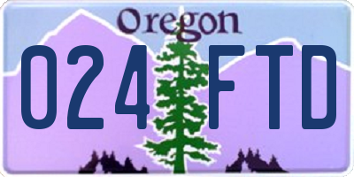 OR license plate 024FTD