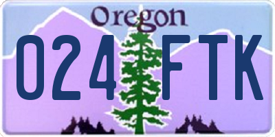 OR license plate 024FTK