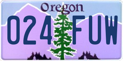 OR license plate 024FUW