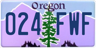 OR license plate 024FWF