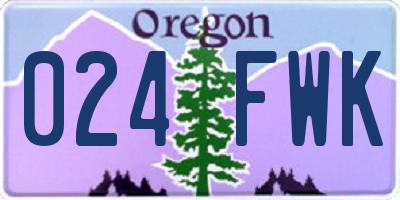 OR license plate 024FWK