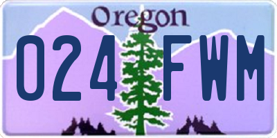 OR license plate 024FWM