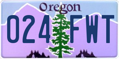 OR license plate 024FWT