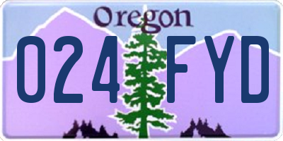 OR license plate 024FYD