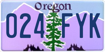 OR license plate 024FYK
