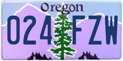 OR license plate 024FZW