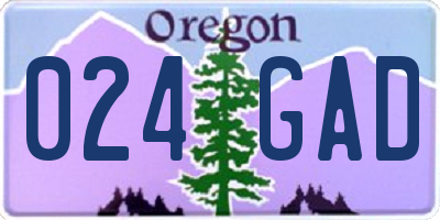 OR license plate 024GAD