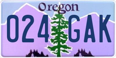 OR license plate 024GAK