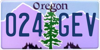OR license plate 024GEV