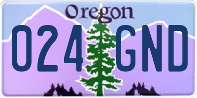 OR license plate 024GND