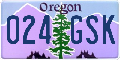 OR license plate 024GSK