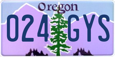 OR license plate 024GYS