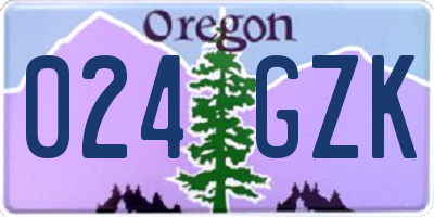 OR license plate 024GZK