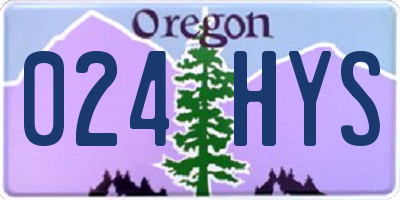 OR license plate 024HYS