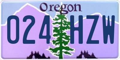 OR license plate 024HZW