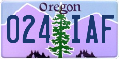 OR license plate 024IAF