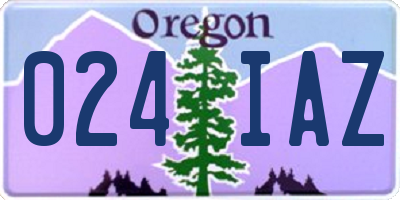 OR license plate 024IAZ