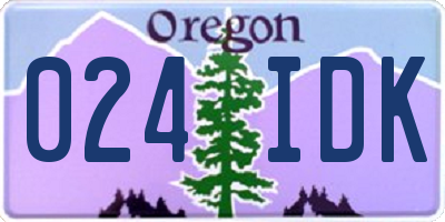 OR license plate 024IDK