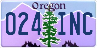 OR license plate 024INC