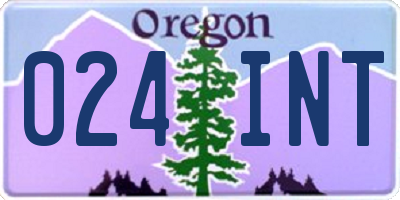OR license plate 024INT