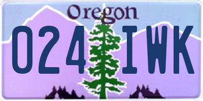 OR license plate 024IWK
