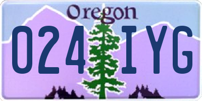OR license plate 024IYG