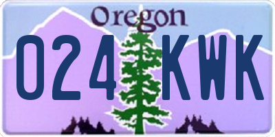 OR license plate 024KWK