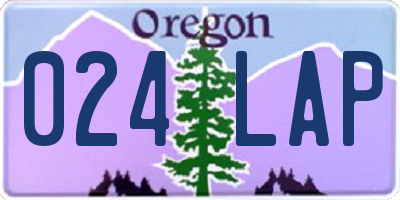 OR license plate 024LAP