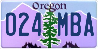 OR license plate 024MBA