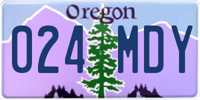 OR license plate 024MDY