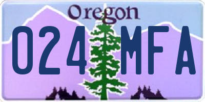 OR license plate 024MFA