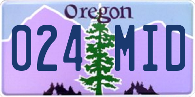 OR license plate 024MID