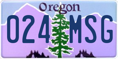 OR license plate 024MSG
