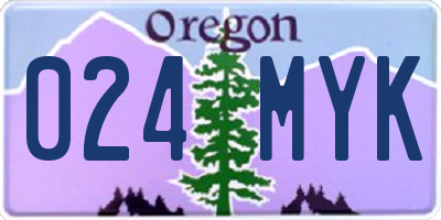 OR license plate 024MYK
