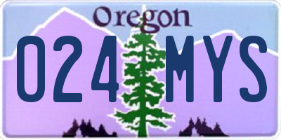 OR license plate 024MYS