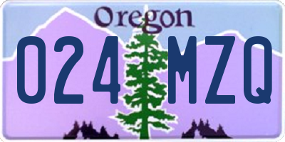 OR license plate 024MZQ