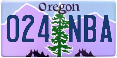 OR license plate 024NBA