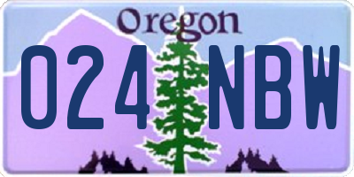 OR license plate 024NBW