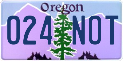 OR license plate 024NOT