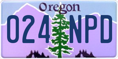 OR license plate 024NPD