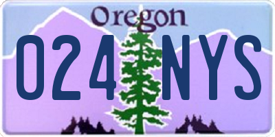OR license plate 024NYS