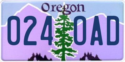 OR license plate 024OAD