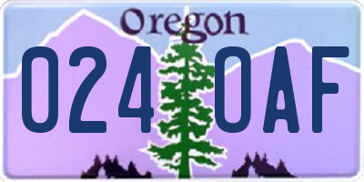 OR license plate 024OAF