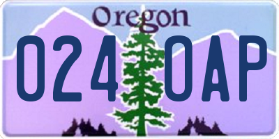 OR license plate 024OAP