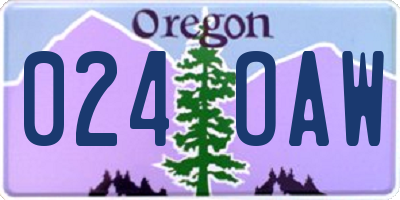 OR license plate 024OAW